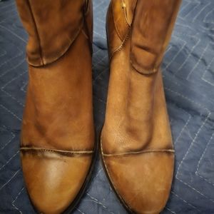 Jessica Simpson Camel Leather Belt Buckle Boot